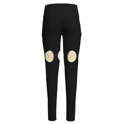 Blood Moon Lunar Phase Print High-Waisted Pocket Leggings