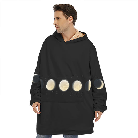 Blood Moon Lunar Phase Print Hoodie Blanket
