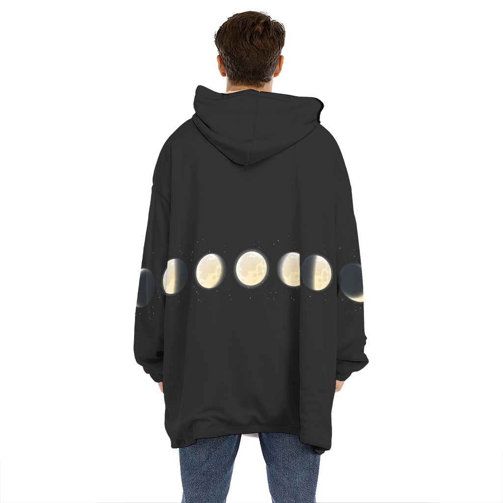 Blood Moon Lunar Phase Print Hoodie Blanket