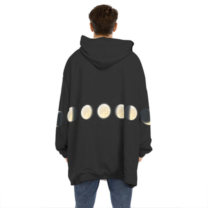 Blood Moon Lunar Phase Print Hoodie Blanket