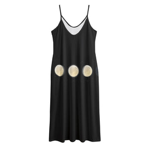 Blood Moon Lunar Phase Print Jersey Midi Cami Dress