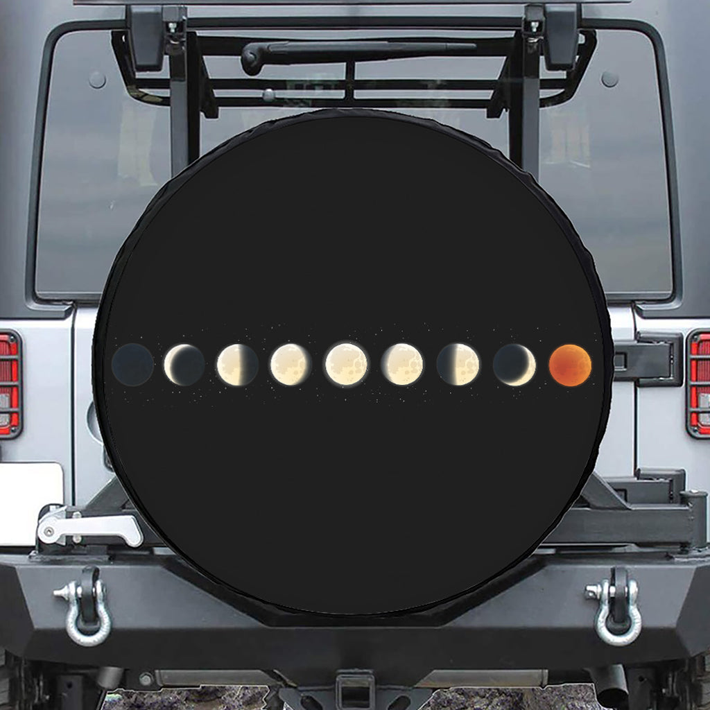 Blood Moon Lunar Phase Print Leather Spare Tire Cover