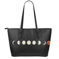 Blood Moon Lunar Phase Print Leather Tote Bag With Zipper