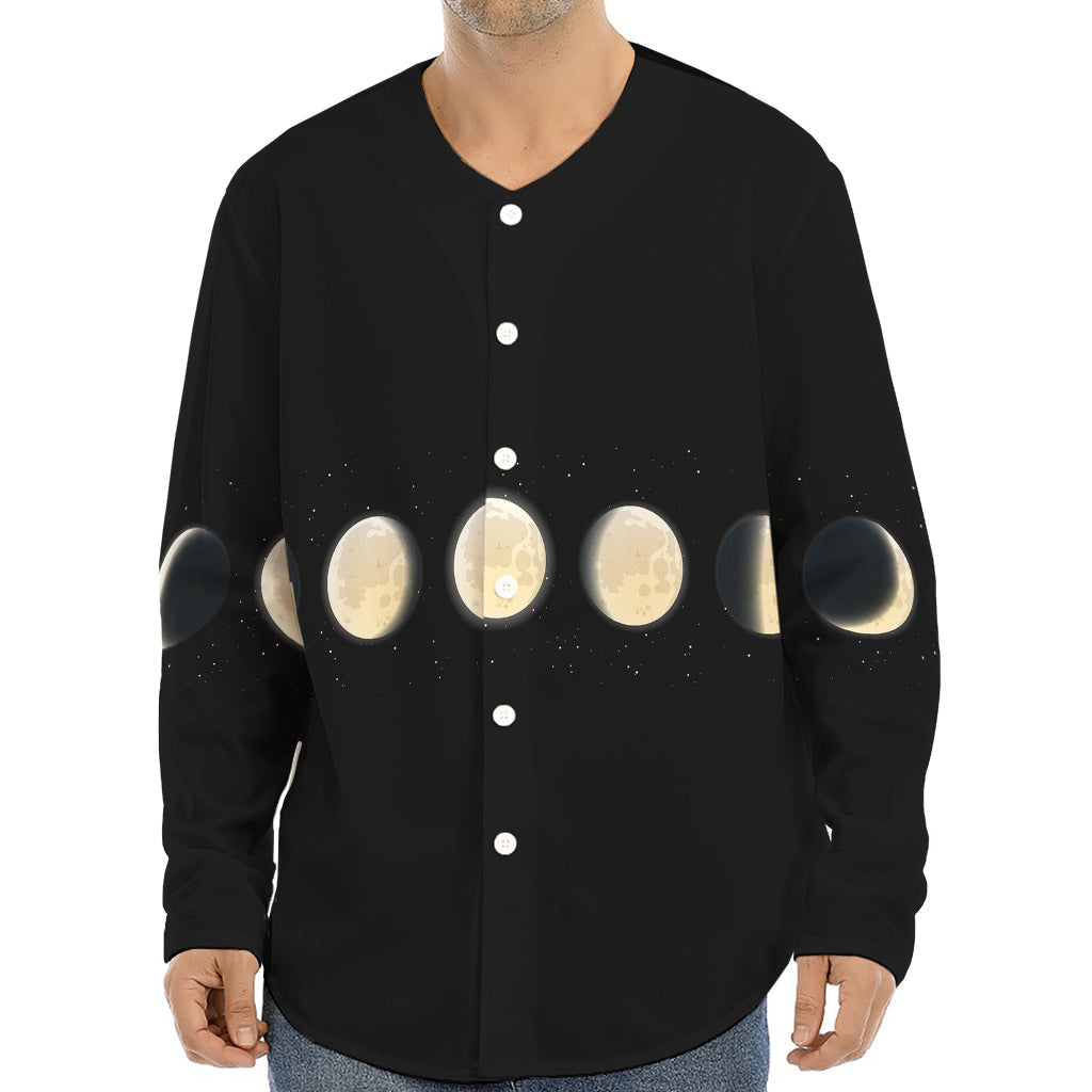 Blood Moon Lunar Phase Print Long Sleeve Baseball Jersey