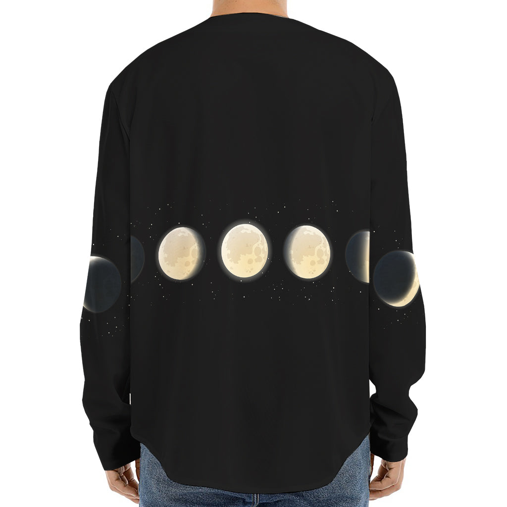 Blood Moon Lunar Phase Print Long Sleeve Baseball Jersey