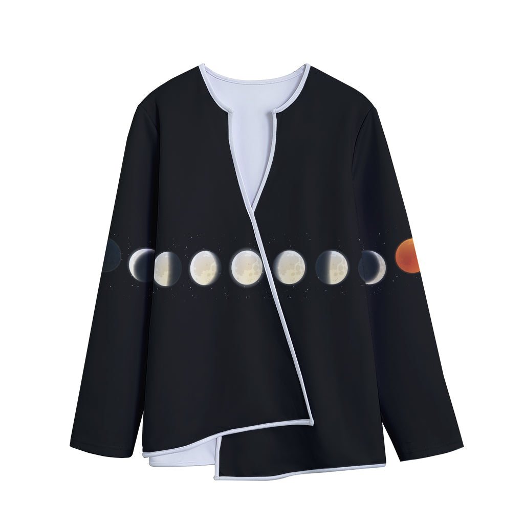 Blood Moon Lunar Phase Print Long Sleeve Short Coat