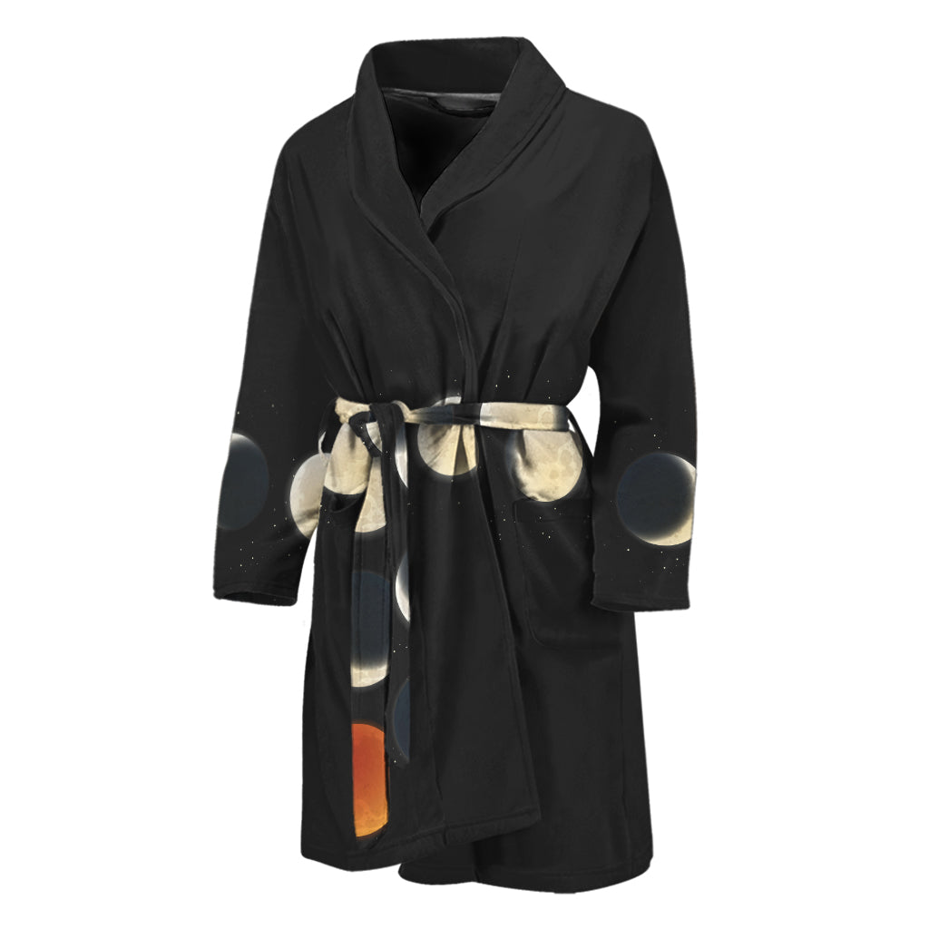Blood Moon Lunar Phase Print Men's Bathrobe