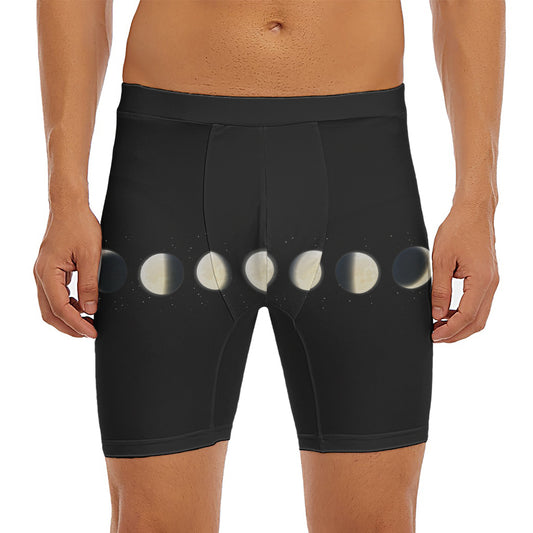 Blood Moon Lunar Phase Print Men's Long Boxer Briefs