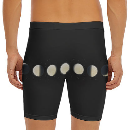 Blood Moon Lunar Phase Print Men's Long Boxer Briefs