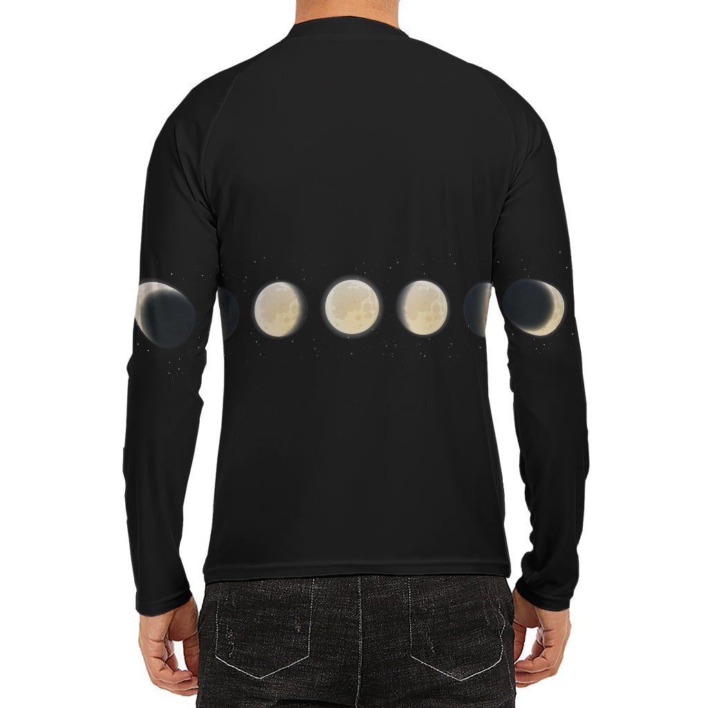 Blood Moon Lunar Phase Print Men's Long Sleeve Rash Guard