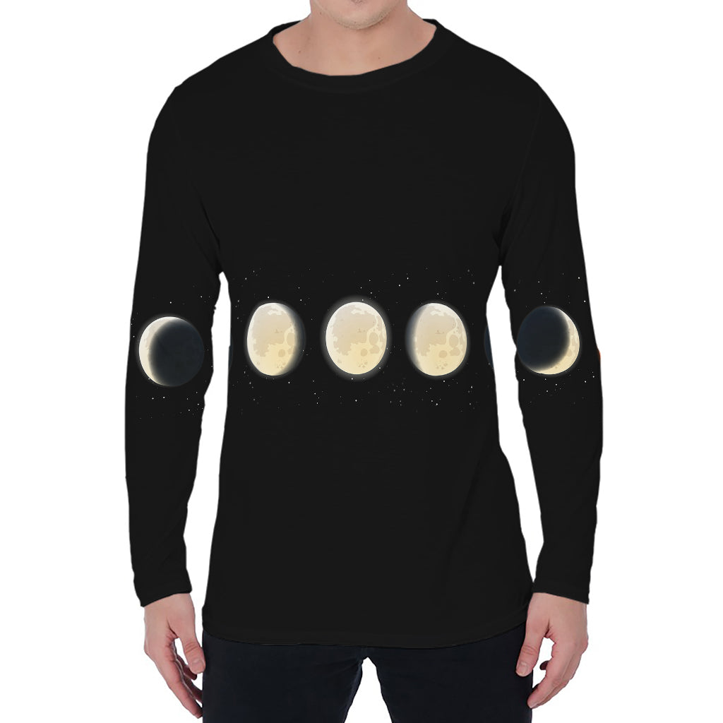 Blood Moon Lunar Phase Print Men's Long Sleeve T-Shirt