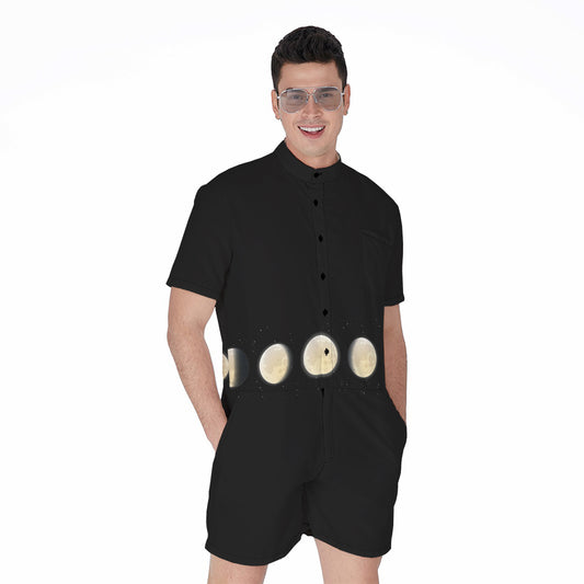 Blood Moon Lunar Phase Print Men's Rompers