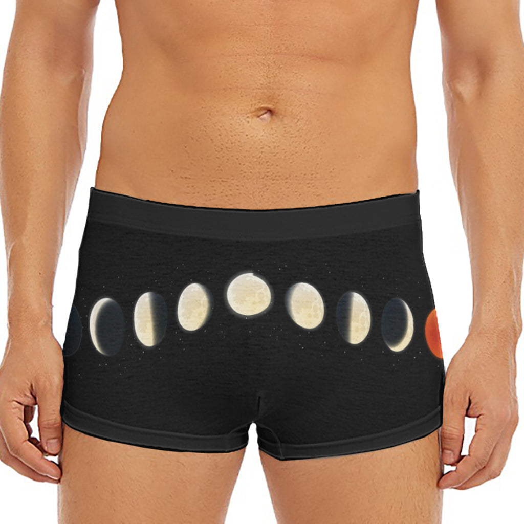 Blood Moon Lunar Phase Print Men's Short Boxer Briefs