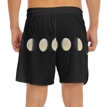 Blood Moon Lunar Phase Print Men's Split Running Shorts