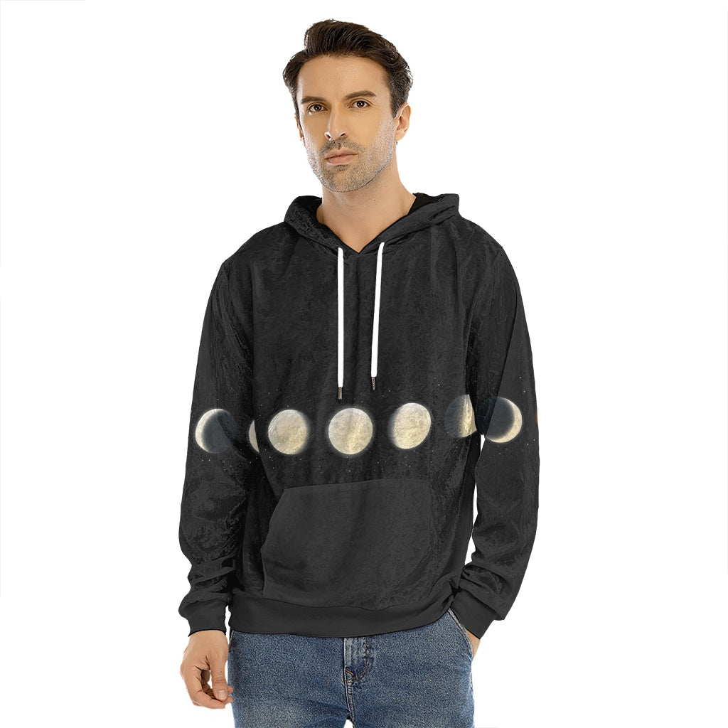 Blood Moon Lunar Phase Print Men's Velvet Pullover Hoodie