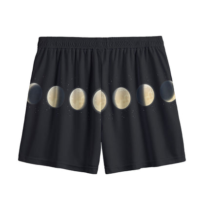 Blood Moon Lunar Phase Print Mesh Shorts