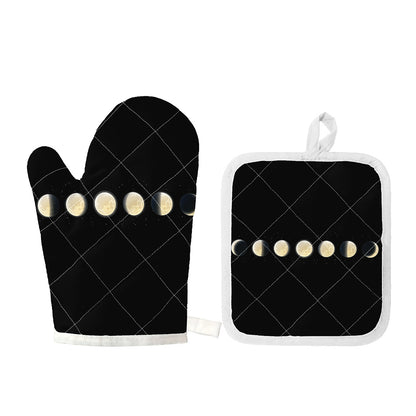 Blood Moon Lunar Phase Print Oven Mitt And Pot Holder Set