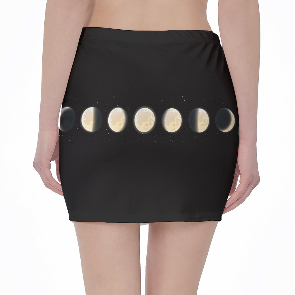 Blood Moon Lunar Phase Print Pencil Mini Skirt