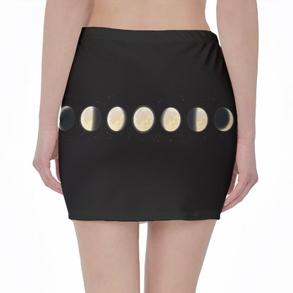 Blood Moon Lunar Phase Print Pencil Mini Skirt