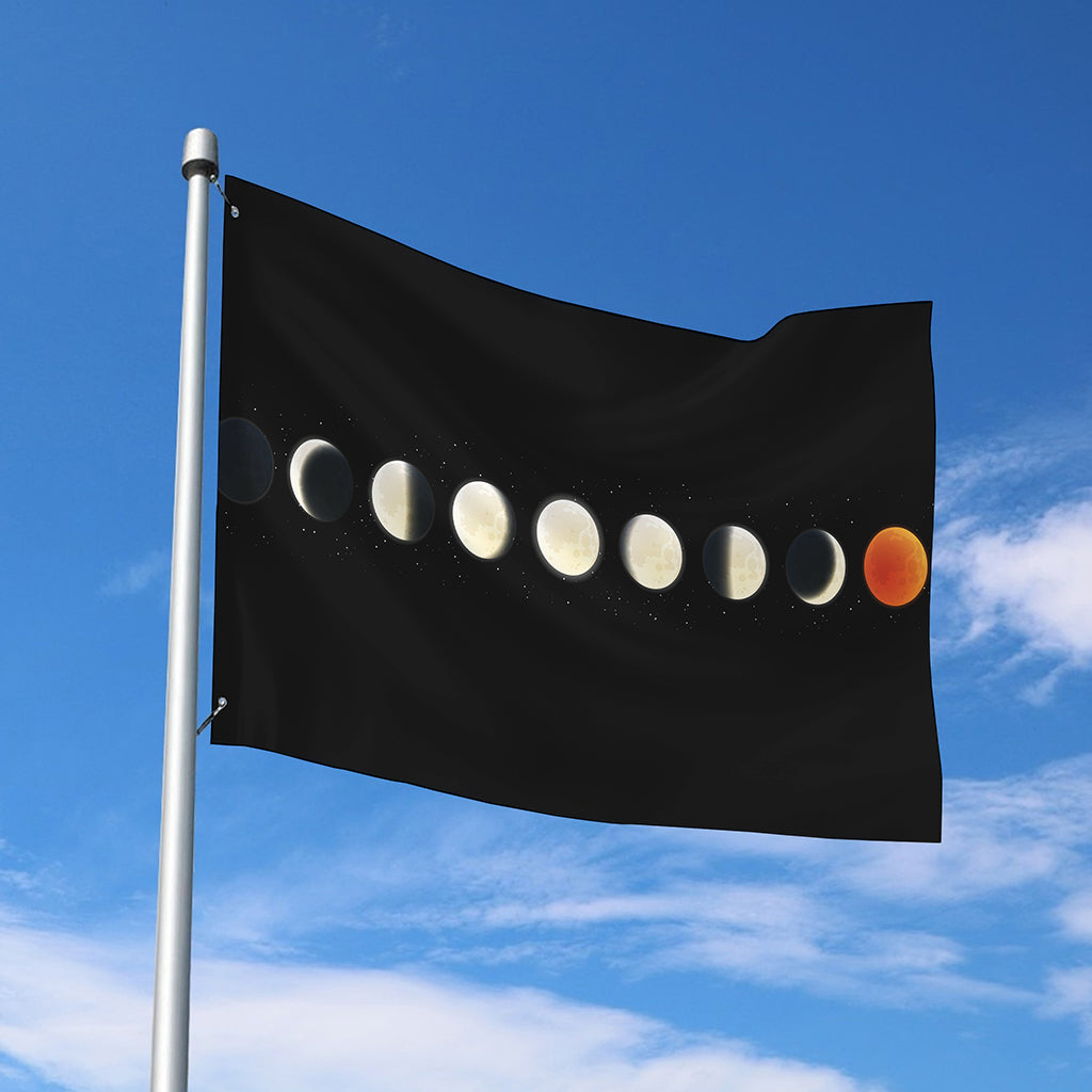 Blood Moon Lunar Phase Print Polyester Flag
