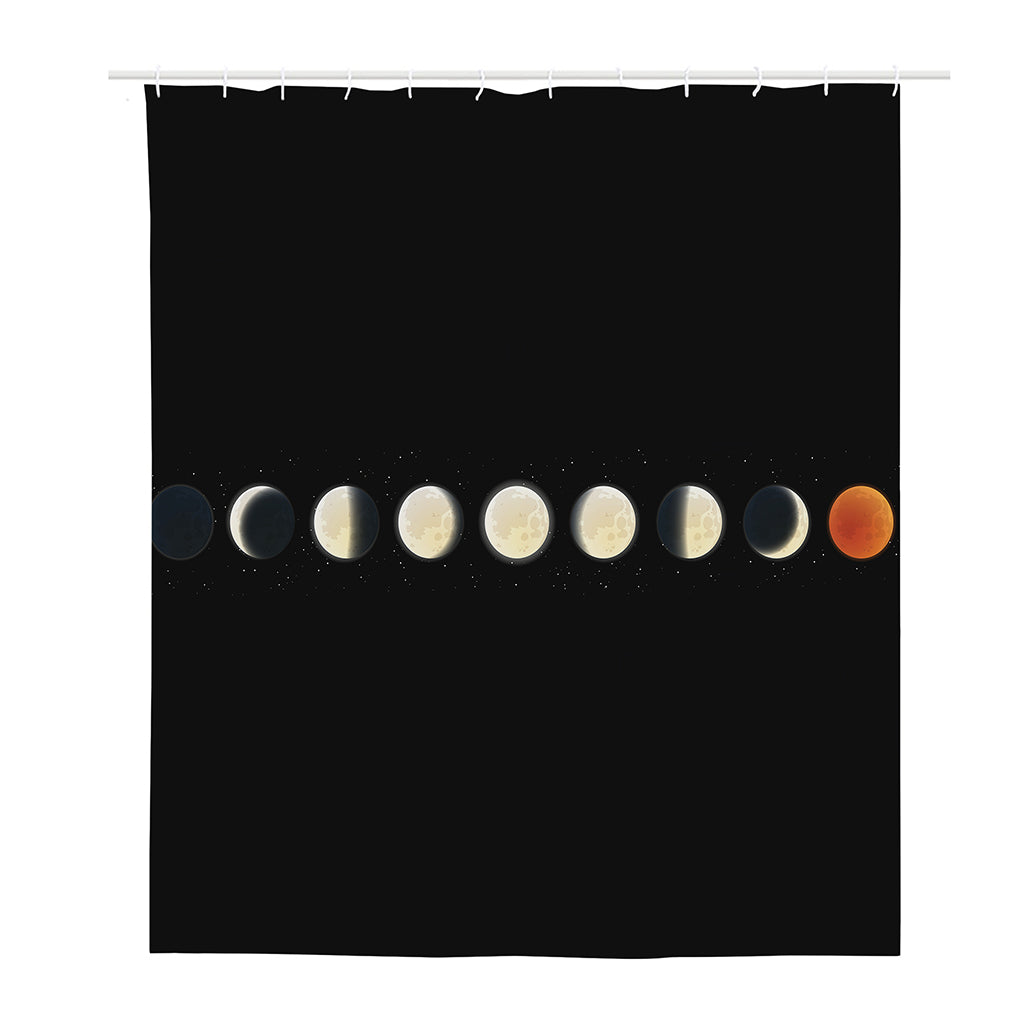 Blood Moon Lunar Phase Print Polyester Shower Curtain