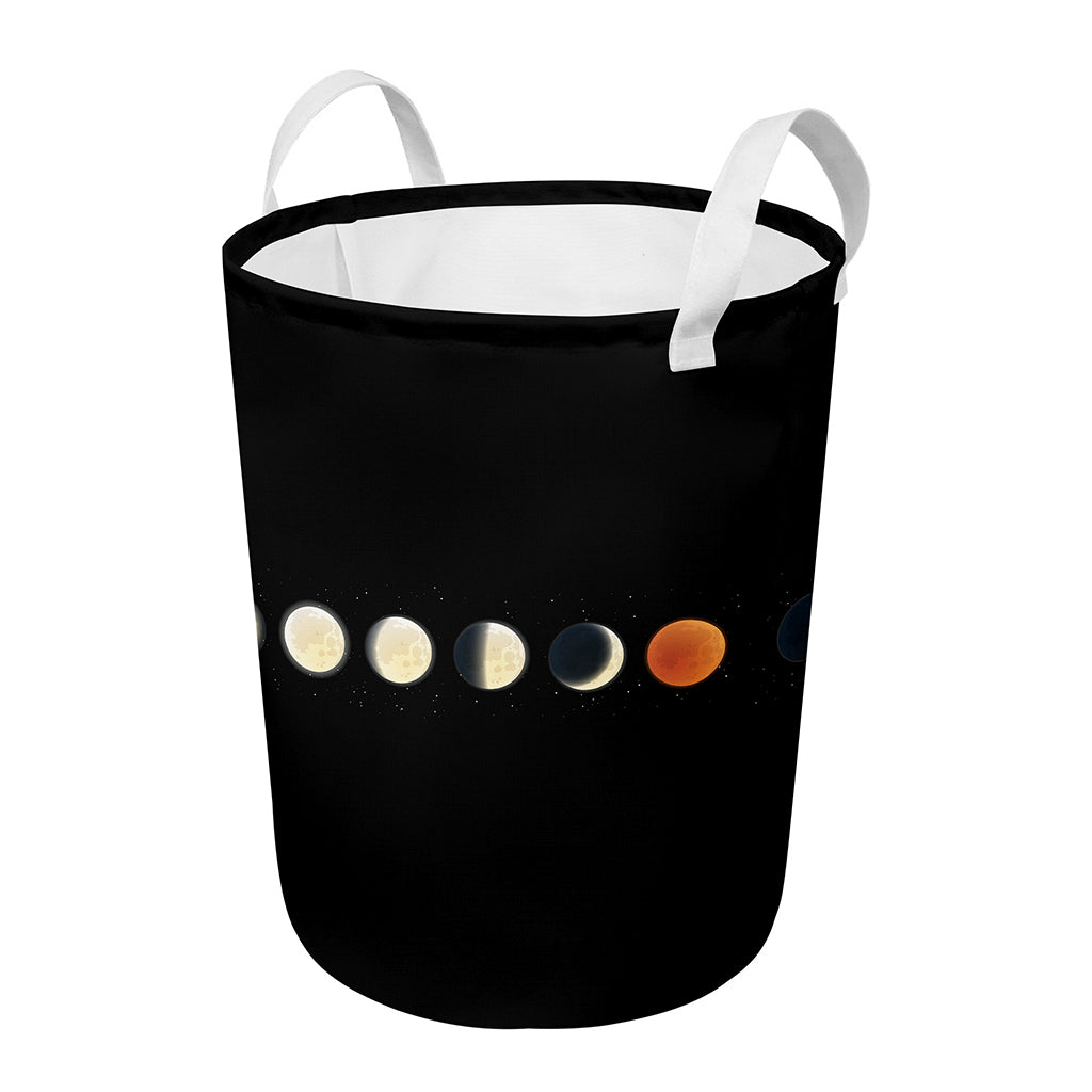 Blood Moon Lunar Phase Print Round Laundry Basket