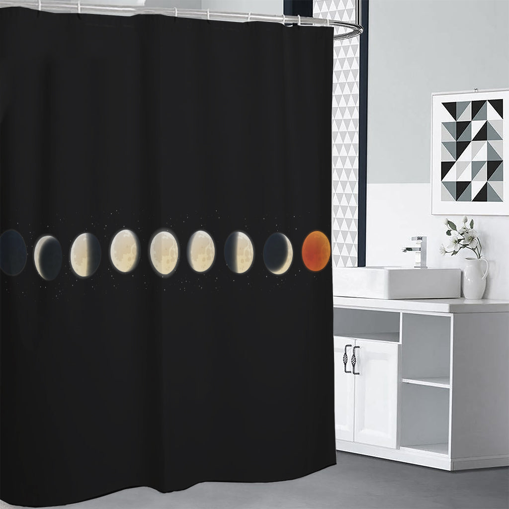 Blood Moon Lunar Phase Print Shower Curtain