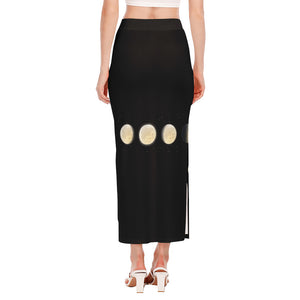 Blood Moon Lunar Phase Print Side Slit Maxi Skirt