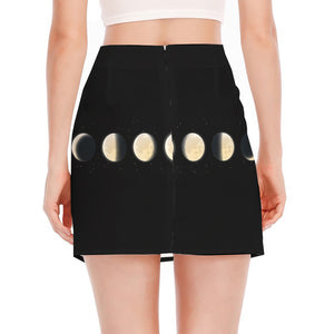 Blood Moon Lunar Phase Print Side Slit Mini Skirt