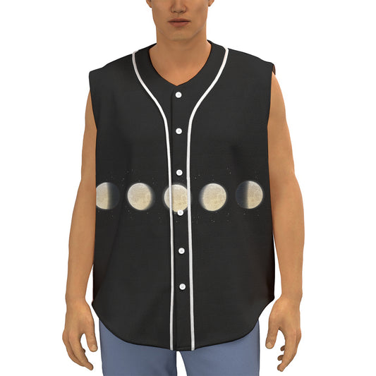 Blood Moon Lunar Phase Print Sleeveless Baseball Jersey