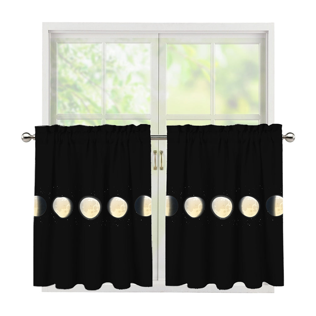 Blood Moon Lunar Phase Print Tier Curtains