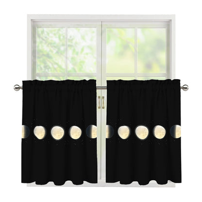 Blood Moon Lunar Phase Print Tier Curtains