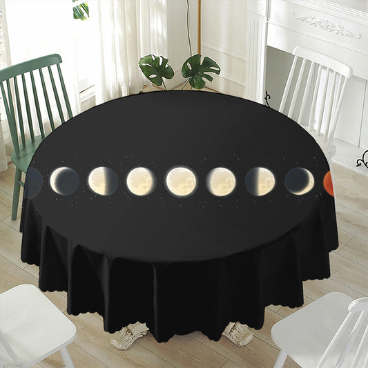 Blood Moon Lunar Phase Print Waterproof Round Tablecloth
