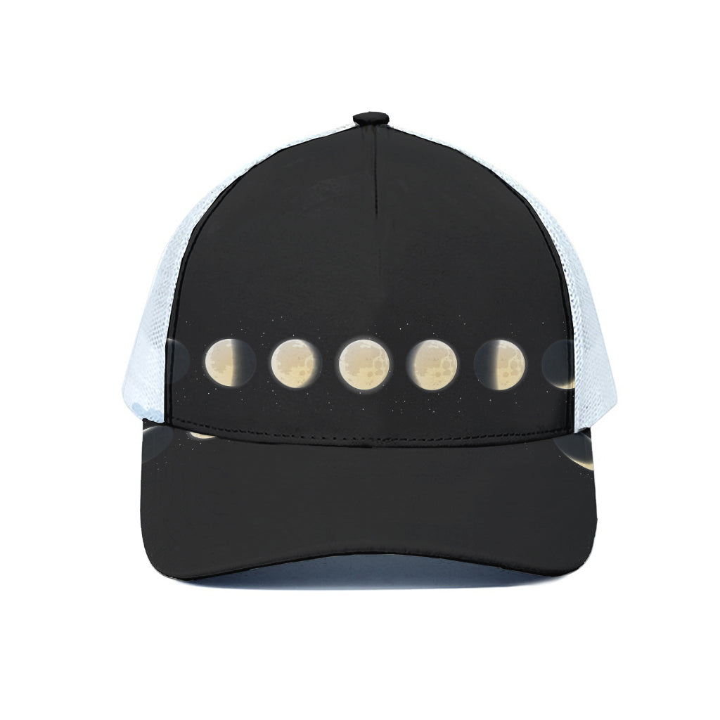 Blood Moon Lunar Phase Print White Mesh Trucker Cap