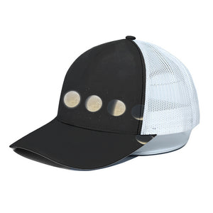 Blood Moon Lunar Phase Print White Mesh Trucker Cap