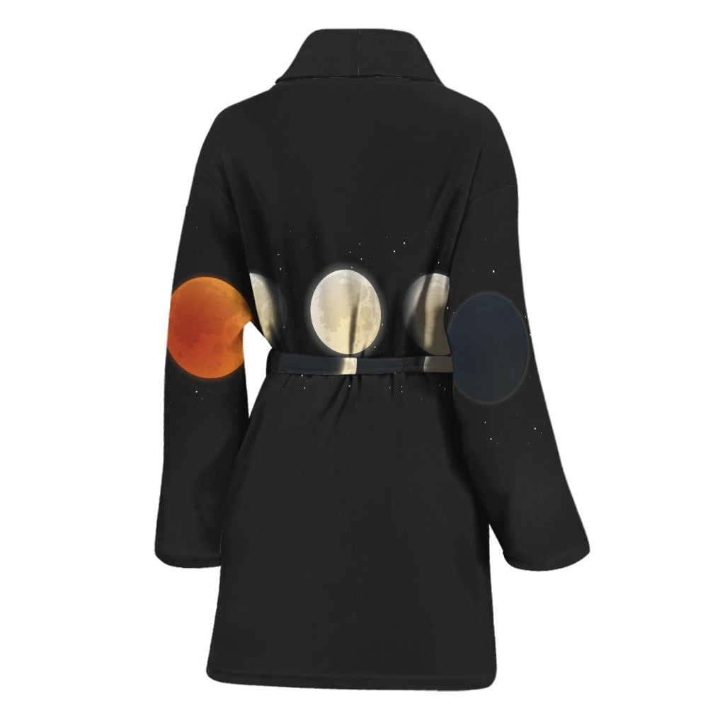 Blood Moon Lunar Phase Print Women's Bathrobe