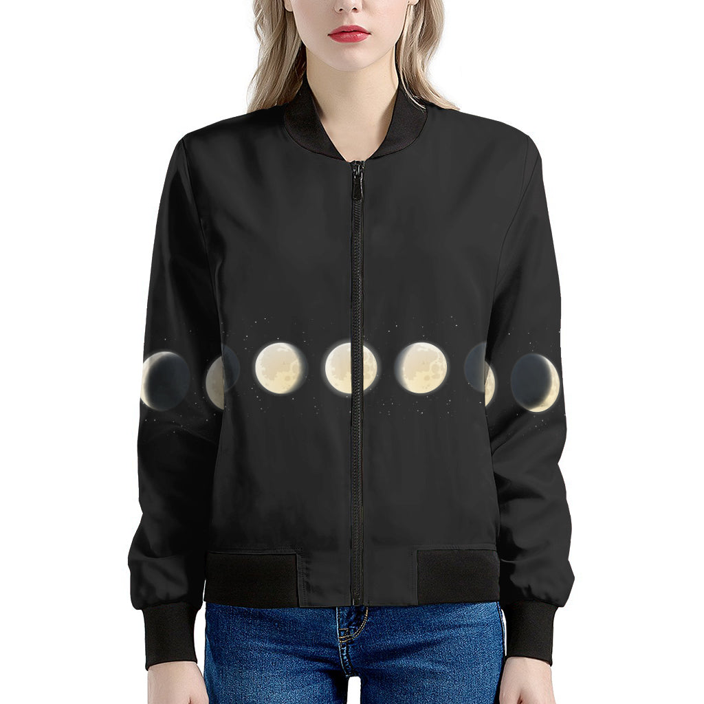 Blood Moon Lunar Phase Print Women's Bomber Jacket