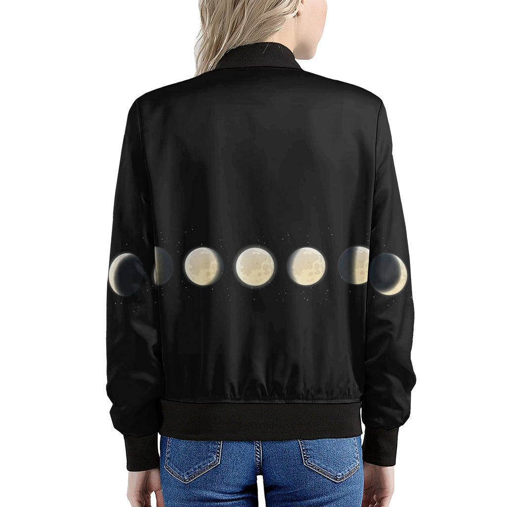 Blood Moon Lunar Phase Print Women's Bomber Jacket