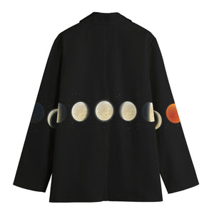 Blood Moon Lunar Phase Print Women's Cotton Blazer