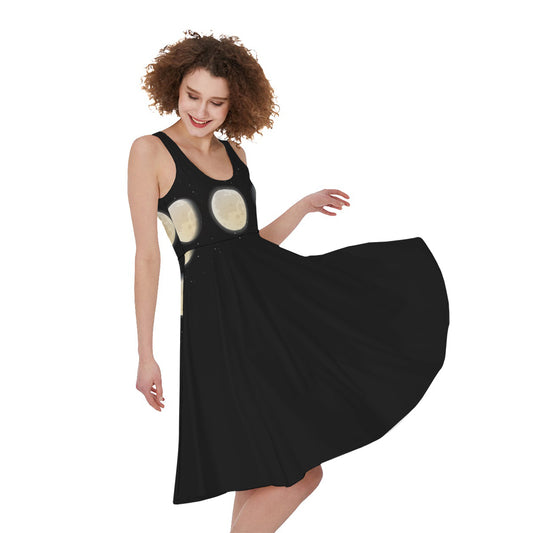 Blood Moon Lunar Phase Print Women's Sleeveless Dress
