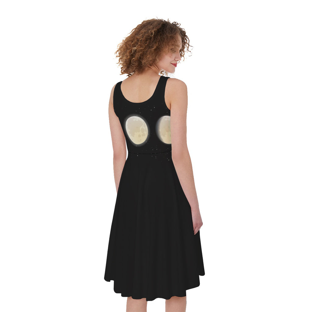 Blood Moon Lunar Phase Print Women's Sleeveless Dress