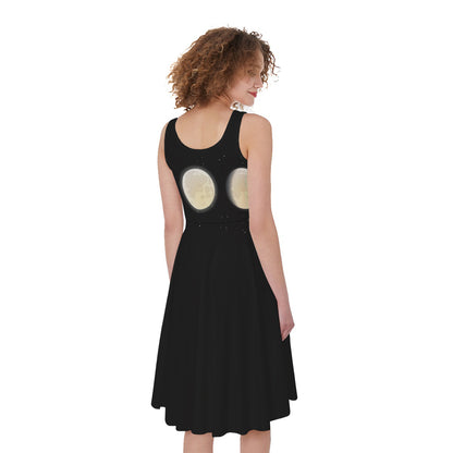 Blood Moon Lunar Phase Print Women's Sleeveless Dress