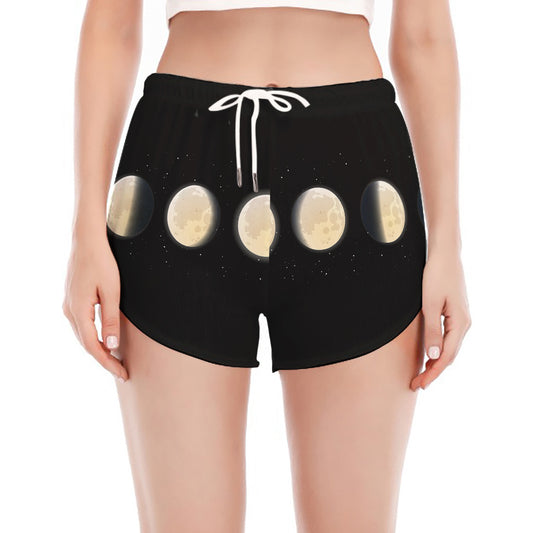 Blood Moon Lunar Phase Print Women's Split Running Shorts