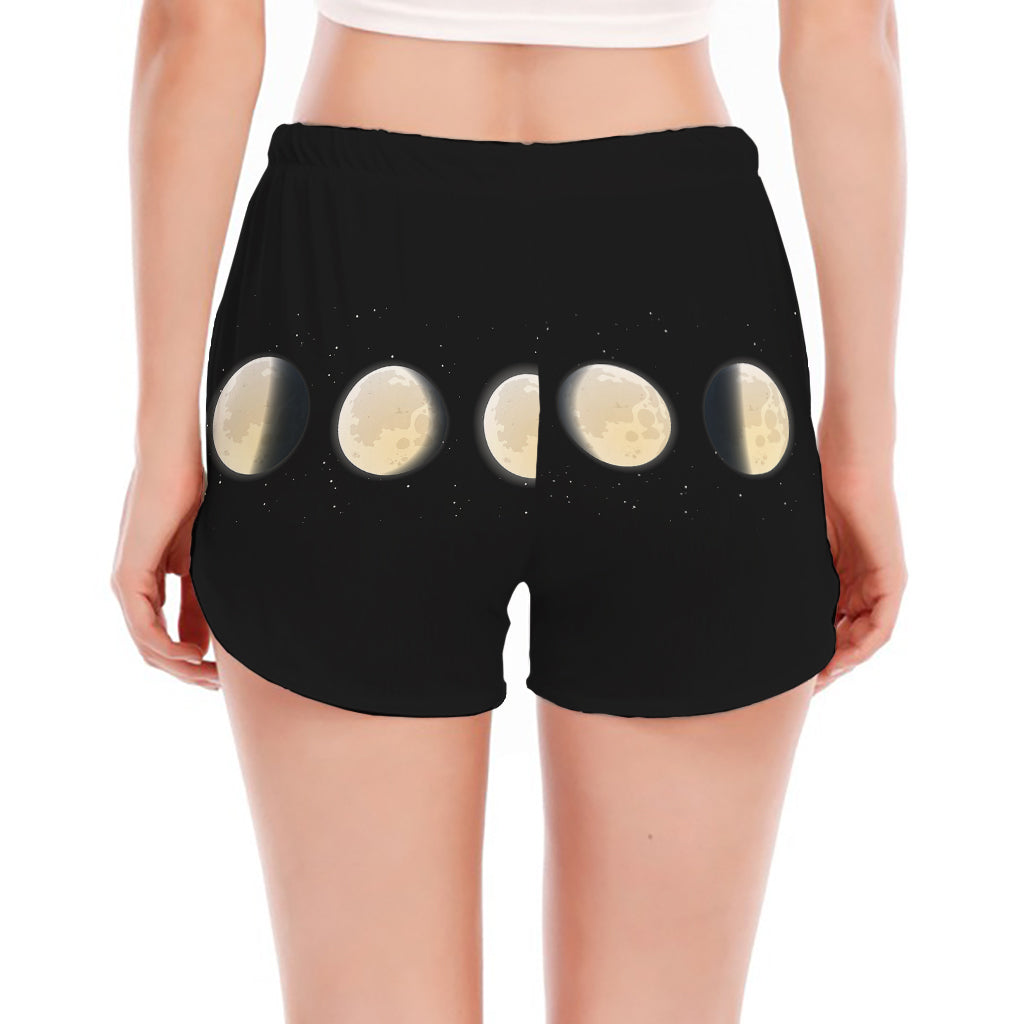 Blood Moon Lunar Phase Print Women's Split Running Shorts