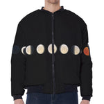 Blood Moon Lunar Phase Print Zip Sleeve Bomber Jacket