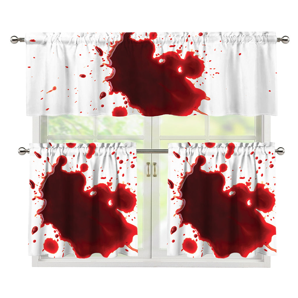 Blood Splashed Print 3 Piece Kitchen Curtains