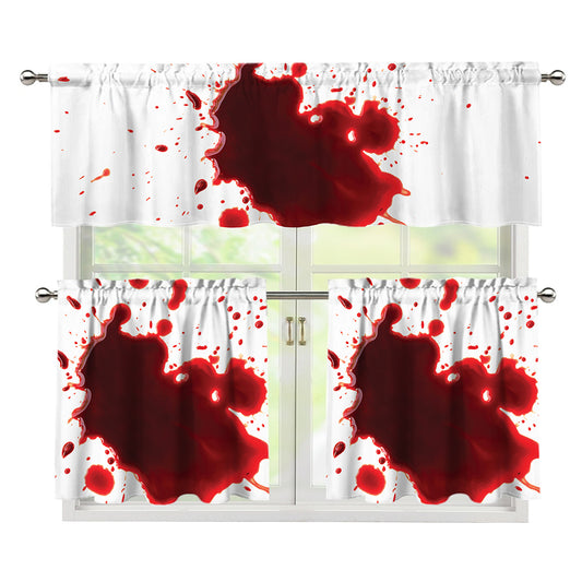 Blood Splashed Print 3 Piece Kitchen Curtains