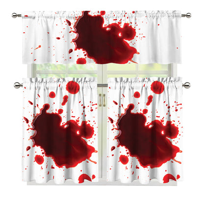 Blood Splashed Print 3 Piece Kitchen Curtains