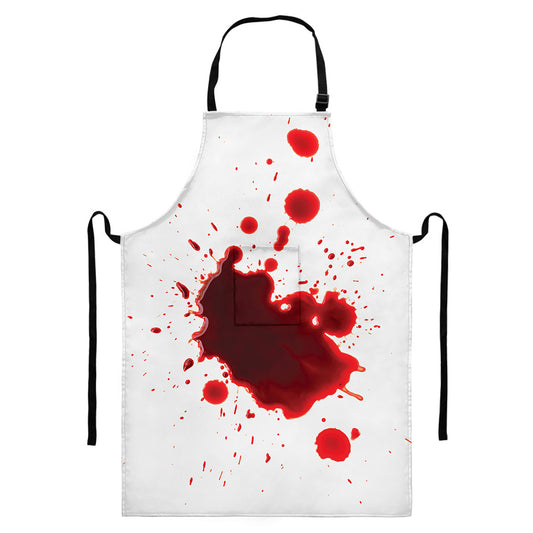 Blood Splashed Print Bib Apron With Pocket