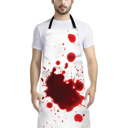 Blood Splashed Print Bib Apron With Pocket